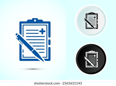 Medical report icon design illustration, Diagnosis report icon, Medical prescription