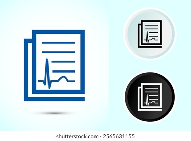 Medical report icon design illustration, Diagnosis report icon, Medical prescription