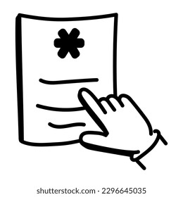 A medical report icon in doodle design 