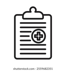 Medical report icon Flat art in black and white isolated