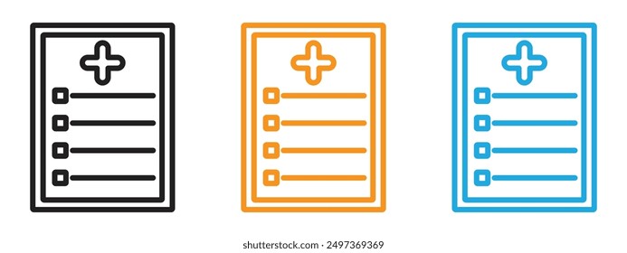 Medical report icon Flat vector set outline