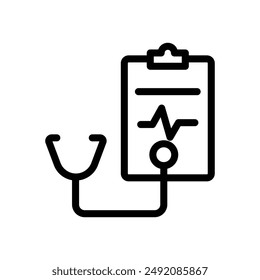 Icono de informe médico marca de logotipo lineal en blanco y negro