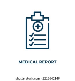 Medical report icon. Linear vector illustration. Outline medical report icon vector. Thin line symbol for use on web and mobile apps, logo, print media.