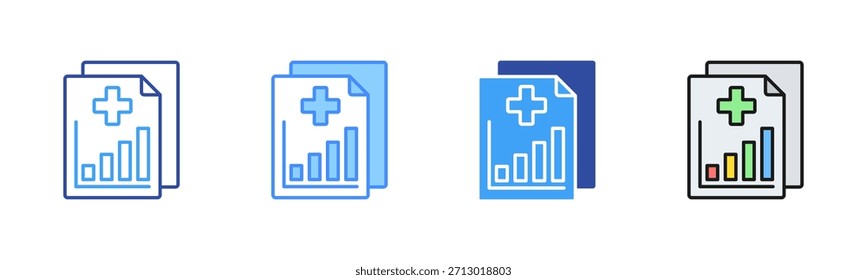 Ícone de Relatório Médico, Conjunto de Ícones com Vários Estilos