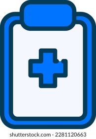 Das Symbol des medizinischen Berichts stellt ein Dokument dar, das die Krankengeschichte, Diagnose und den Behandlungsplan eines Patienten enthält
