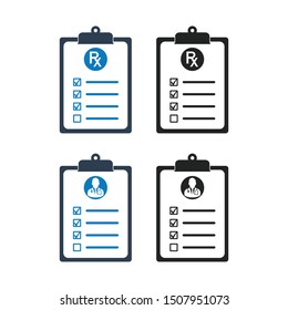 Medical Report Icon Set. Flat style vector EPS.