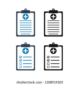 Medical Report Icon Set. Flat style vector EPS.