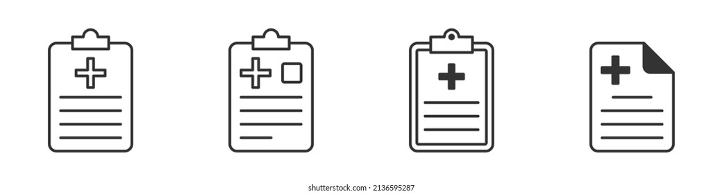 Medical report icon set. Health data. Flat vector illustration.