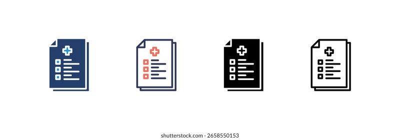 Medical Report icon set multiple style collection