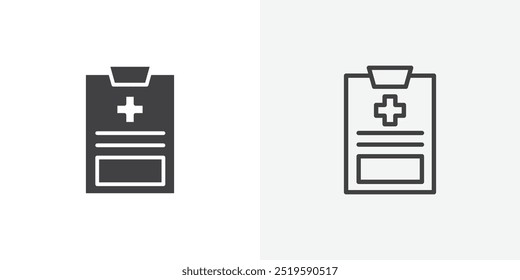 Ícone de relatório médico. estilo de linha fina de preenchimento sólido e traçado eps 10