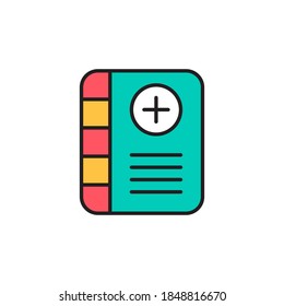 medical report icon vector. filled outline style. isolated on white background