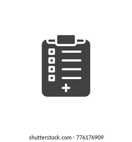 Medical report icon vector, filled flat sign, solid pictogram isolated on white. Clipboard with medical cross symbol, logo illustration