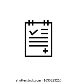 Medical report icon vector in linear, outline style design isolated on white background, icon illustration, eps 10
