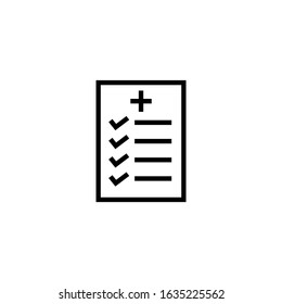 Medical report icon vector in linear, outline style design isolated on white background, icon illustration, eps 10
