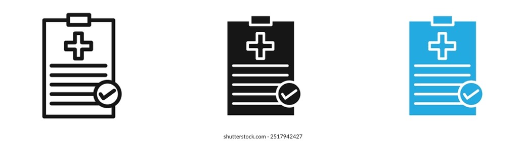 Ilustración de conjunto de Vector de icono de informe médico