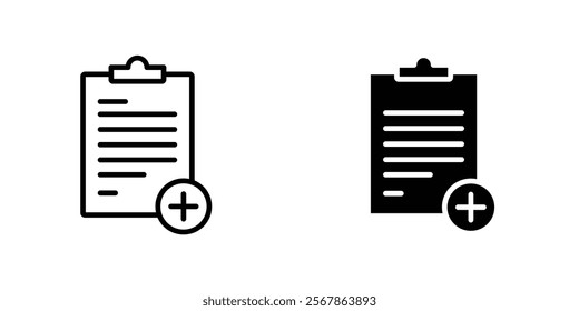 Medical report icons collection in Filled flat and thin line style.