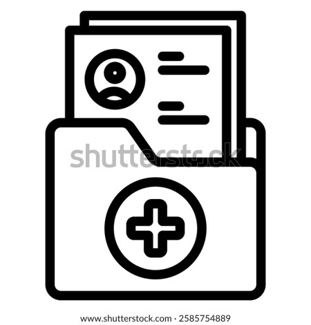 Medical report icons related to Hospital, patient, medicine, pharmacy, nurse, prescription and medical report.