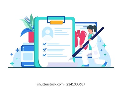 Medical Report Illustration concept. Flat illustration isolated on white background.