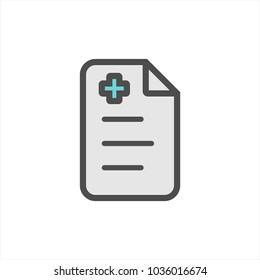 Medical Report line flat vector icon for mobile application, button and website design. Illustration isolated on white background. EPS 10 design, logo, app, infographic