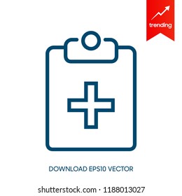 Medical Report line flat vector icon for mobile application, button and website design. Illustration isolated on white background. EPS 10 design, logo, app, infographic