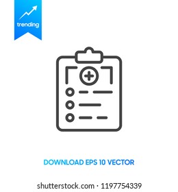 Medical Report line flat vector icon for mobile application, button and website design. Illustration isolated on white background. EPS 10 design, logo, app, infographic