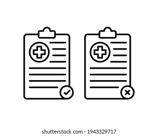 Icono de vector plano de línea de informe médico para aplicaciones móviles, diseño de botones y sitios web. Ilustración aislada sobre fondo blanco. Diseño, logotipo, aplicación, infografía de EPS 10