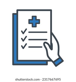 Icono de vector plano de línea de informe médico