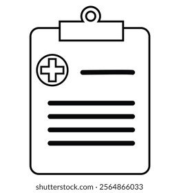 Medical Report line flat vector icon for mobile application, Medical report clipboard sign flat trendy style illustration on white background..eps