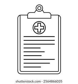 Medical Report line flat vector icon for mobile application, Medical report clipboard sign flat trendy style illustration on white background..eps