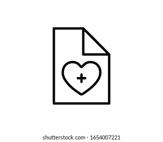 Icono de línea de informe médico. Símbolo vectorial en estilo plano y moderno sobre fondo blanco. Informe médico canta para el diseño.