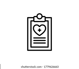 Symbol für die ärztliche Berichtszeile. Vektorsymbol im trendigen, flachen Stil auf weißem Hintergrund. Medical Report sing for Design.