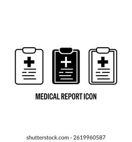 Medical Report Line Style Vector Icon Black with White Background Flat Design Illustration 