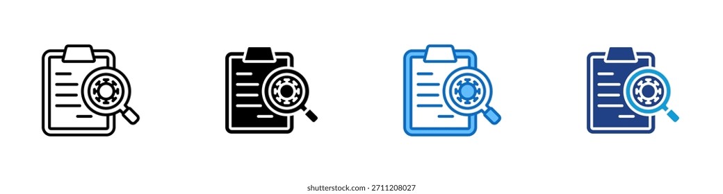 Medical Report Multiple Style Icon Design Vektor - Zwischenablage mit Lupe und Virus, symbolisiert medizinischen Bericht und Diagnose