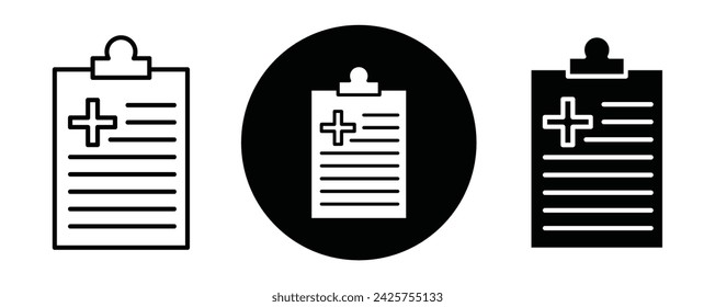 Medical report outline icon collection or set. Medical report Thin vector line art