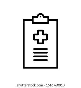 Medical report outline vector icon. Thin line black medical report icon, flat vector simple element illustration isolated on white background EPS Vector