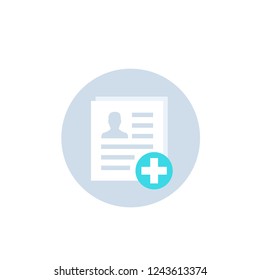 medical report, patient file, clinical record vector icon