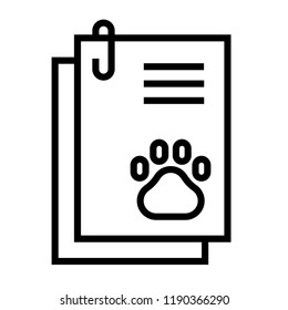 Medical report with paw icon vector illustration in line stroke design