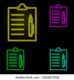 Medical report pen neon color set icon. Simple thin line, outline vector of anti age icons for ui and ux, website or mobile application