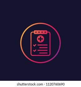 medical report, test form vector icon