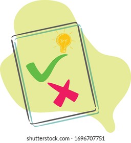 Medical report tick and cross illustration