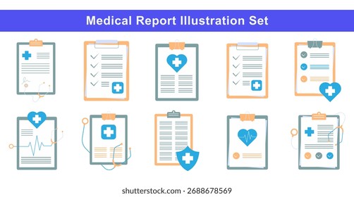 Conjunto de Ilustrações de Vetor de Relatório Médico