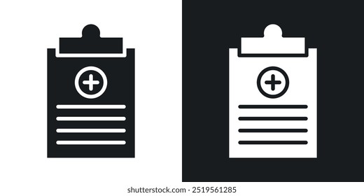 Medical reportline vector icon set in solid and outline style.