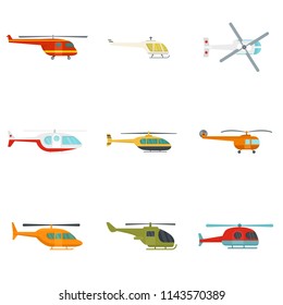 Medical rescue helicopter icons set. Flat illustration of 9 medical rescue helicopter vector icons isolated on white