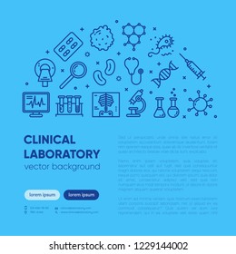 Medical Research, Clinical Laboratory, Lab Tests & Healthcare, Medical Equipment Design Element. Medical Science, Microbiology, Virology Study, Immune System And Genetics Analysis. Vector Template