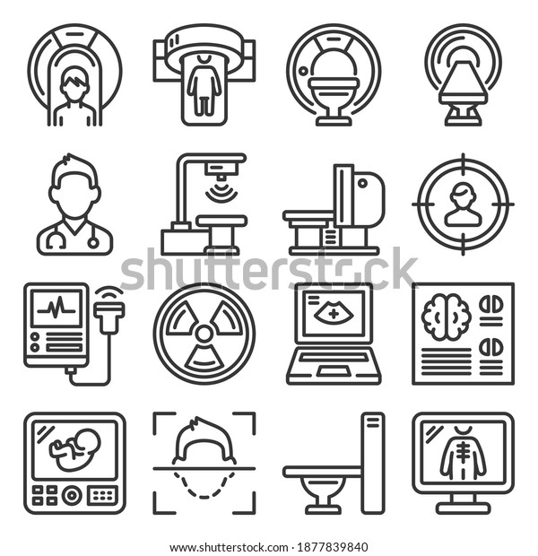 医療研究機器 Ctスキャン Mri X線のアイコンセット ベクター画像 のベクター画像素材 ロイヤリティフリー