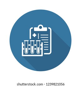 Medical Research Flat Icon Design. Clipboard with Test Tubes