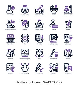 Medical Research Icon pack for your website, mobile, presentation, and logo design. Medical Research Icon dual tone design. Vector graphics illustration and editable stroke.