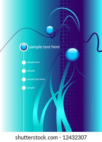 Medical research and scientific vector abstract  background with blue glossy spheres and graphic elements.