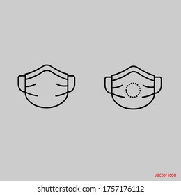 Medical respirator vector icon. surgical masks, respirator for protection against dust. vector lumration