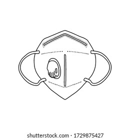 Medical respirator. Vector outline illustration with a medical professional protective respirator.